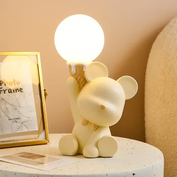 Kreatívne Zvierat Dekor Ice Cream Medveď Domáce Dekorácie Nočný Stolík Led Lampa Office Desktop Počítač Tabuľka Krásne Ozdoby Medveď