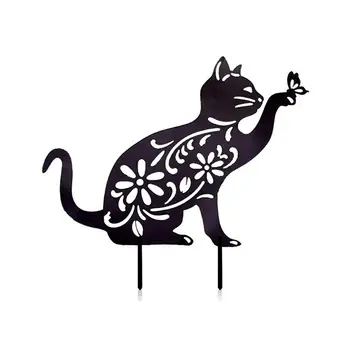 Mačka Siluetu Poveternostným Vplyvom Realistický Tvar Nádherné Spracovanie Záhradné Stĺpiky, Akryl Farmy Ornament Kolaudačné Párty Darček