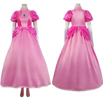 Peach Pink Cosplay Princezná Šaty Halloween Maškaráda Party Šaty S Príslušenstvom, Krásne Oblečenie Pre Ženy