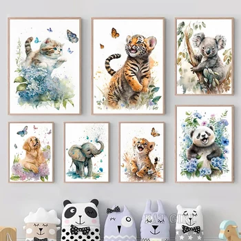 Plný Vrták Slon Panda, Tiger Koala Mačka Cartoon Zvierat Akvarel Diamond Maľovanie Výšivky Mozaikové Obrázky Detská Izba Decor